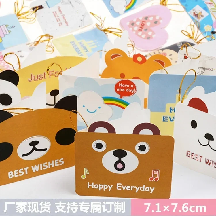 160 Sheets / Set Gold Silk Blessing Card Cute Cartoon Gift Small Card Children's Greeting Card Custom Stickers