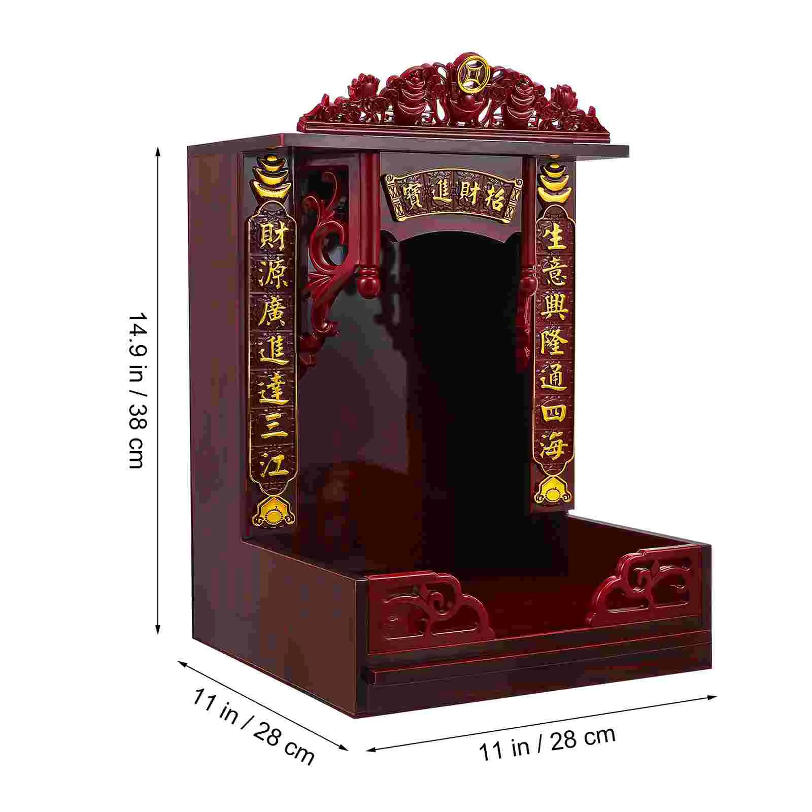 For Buddha Shelf Statue Stand Multi-functional Altar Tabletop Holder Red Asian Style Decorative