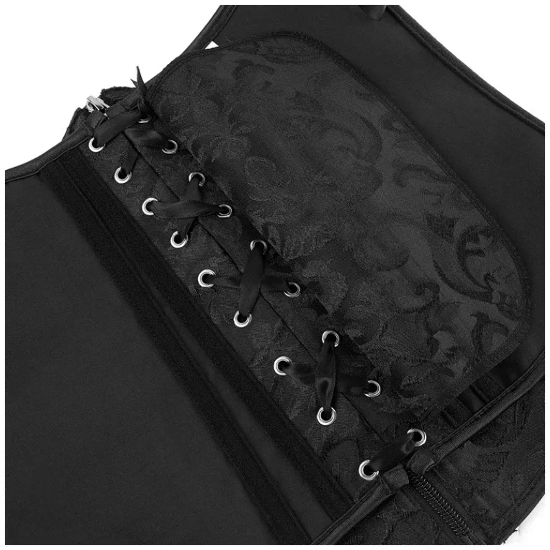 Underbust Corset Top for Women Waist Cincher Sexy Gothic Corselet Lace up Body Shaper Lingerie Fashion Black