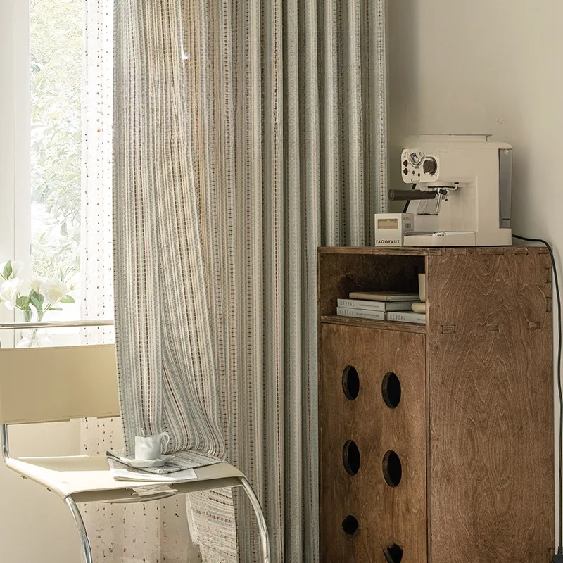 

High Modern Sense Dopamine Jacquard Curtains Heat Insulation Cream Wind Curtain Bedroom Window Screen White Screen