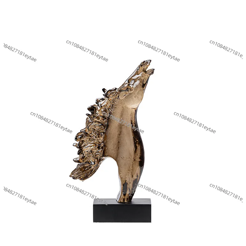 

Resin Handicraft Artificial Animal Sculpture Horse Head Statue Transparent Resin Figurine Decorative Figurines Home Decoration