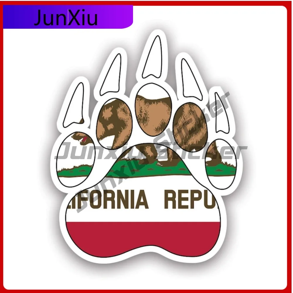 

California State Bear Print Shaped Sticker Creative Decals Uv Protected Grizzly Track Tracks Polar Outdoors Explore Hiking
