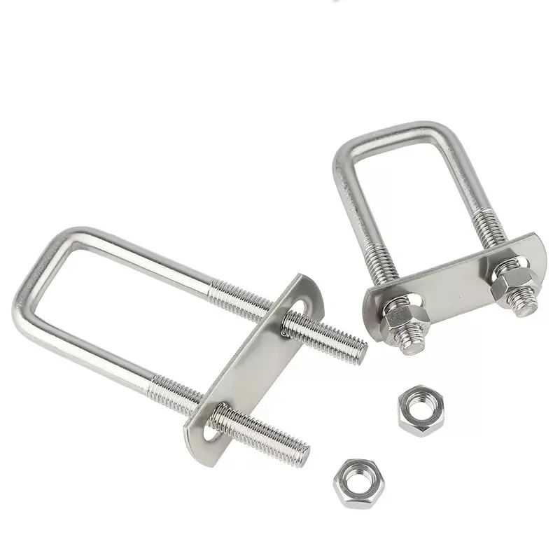 M6 M8 304 Stainless Steel Square Clamp U Bolt Right Angle U Screw U Clamp Nuts Plate Baffles U Bolt Set