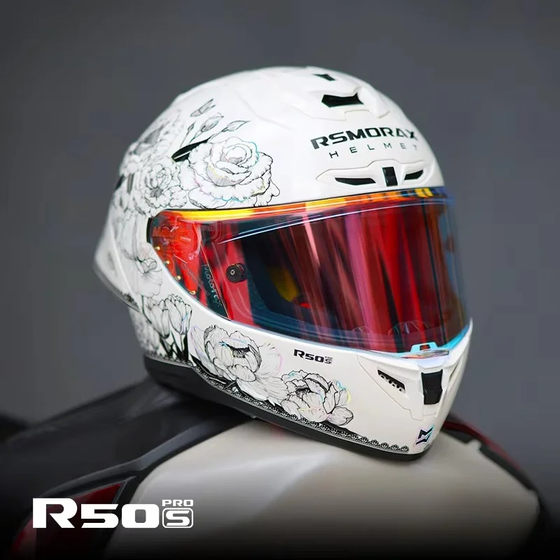 Motorax R50SPRO Motorcycle Full Helmet Large Tail Retro Cruise Moto Helmet Double Lens Capacete Masculino Casco Capacete