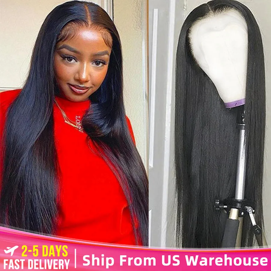 Straight Lace Front Wigs 30 Inch Brazilian Wigs 13x6 Glueless HD Transparent Lace Frontal Human Hair Wigs for Women