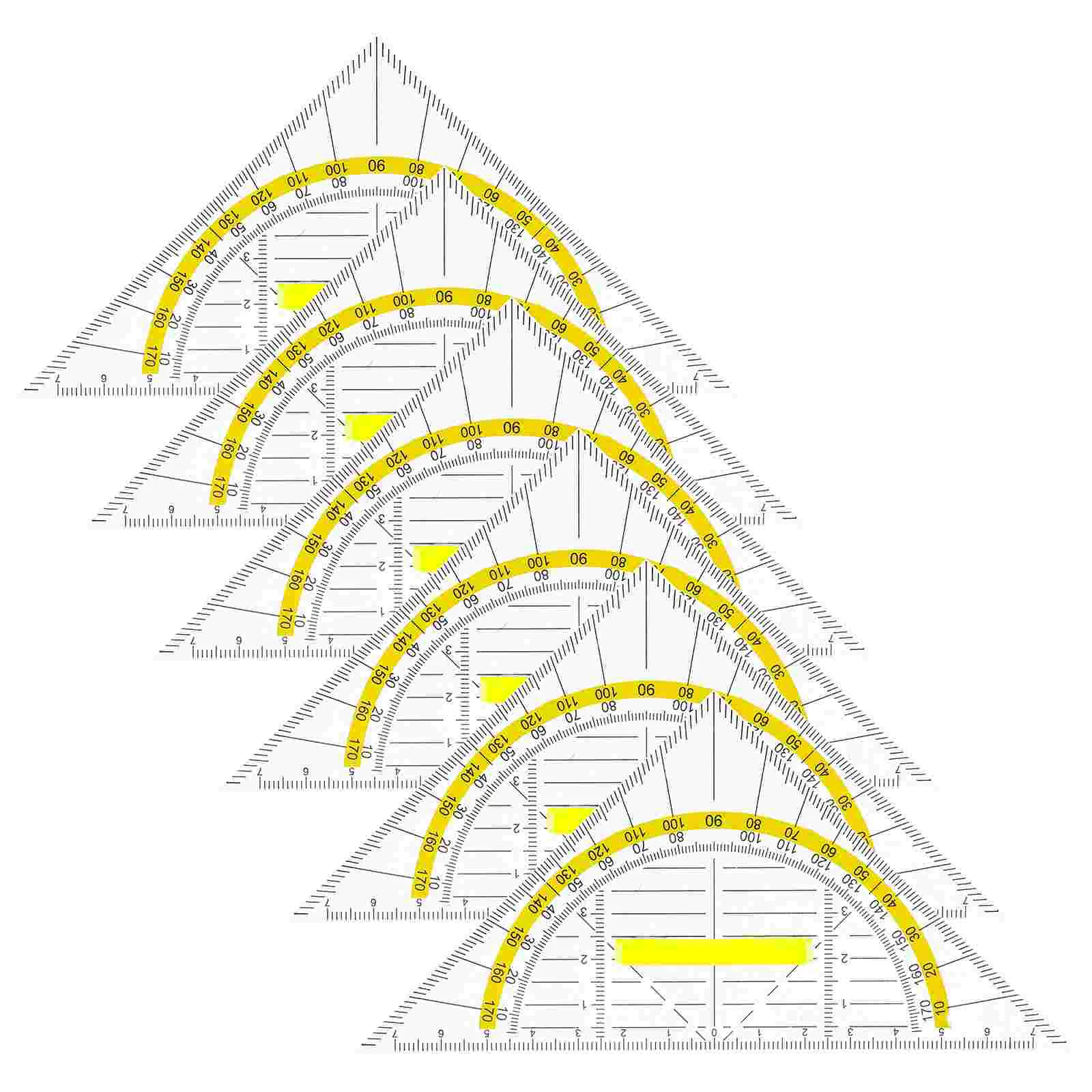 Régua Triangular Multifuncional, Réguas de Geometria, Réguas de Desenho, Geométrica Multifuncional, 6 pcs