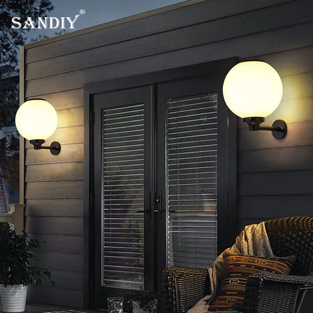 Solar Outdoor Wall Light Modern Simple Waterproof Villa Garden Light Doorway Outdoor Round Terrace Wall Light