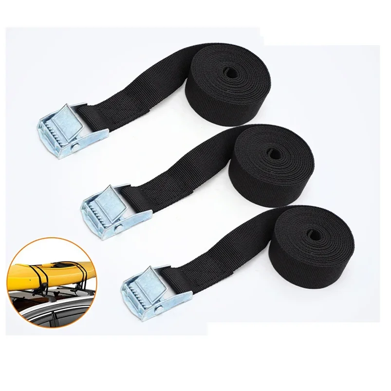 New 1M/2M/3M/4M/5M Black Buckle Tie-Down Belt Cargo Straps for Car Motorcycle Bike Metal Buckle Tow Rope Strong Ratchet Belt
