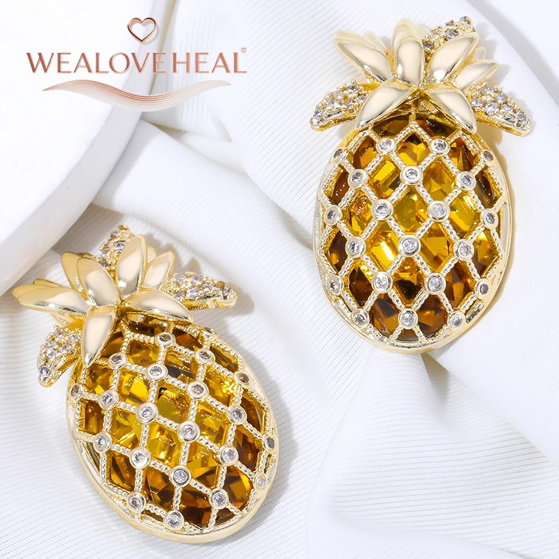 anhänger schmuckherstellung,anhänger schmuck,Modischer 18K vergoldeter Messing-Ananas-Anhänger, glänzende Zirkonia-Frucht-Charms für DIY-Halsketten-Schmuckherstellung, Großhandelszubehör – Detail 20