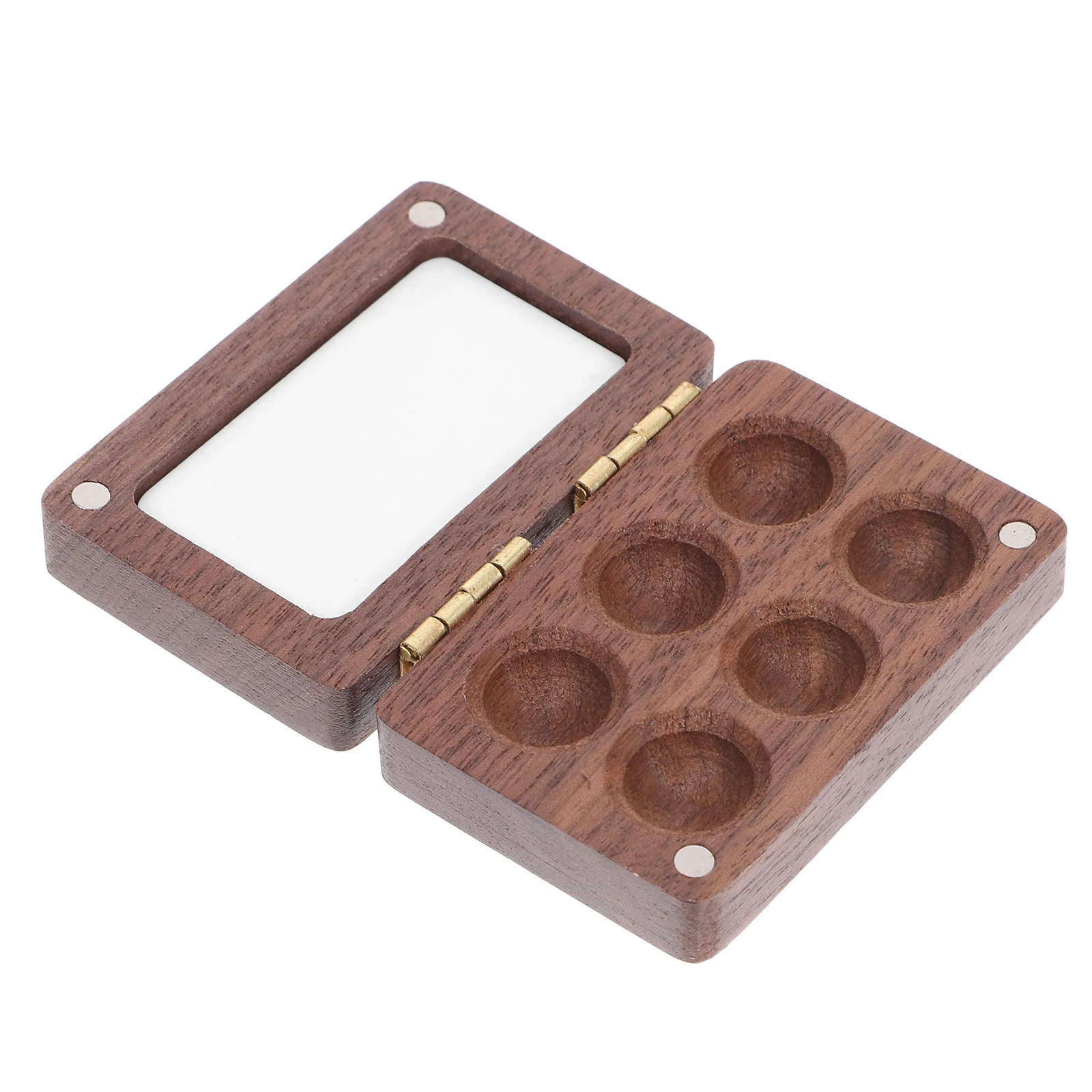 

1pc Watercolor Paint Box Palette Pallet Empty Black Walnut Mini Wooden Travel Portable Kids Painting Craft