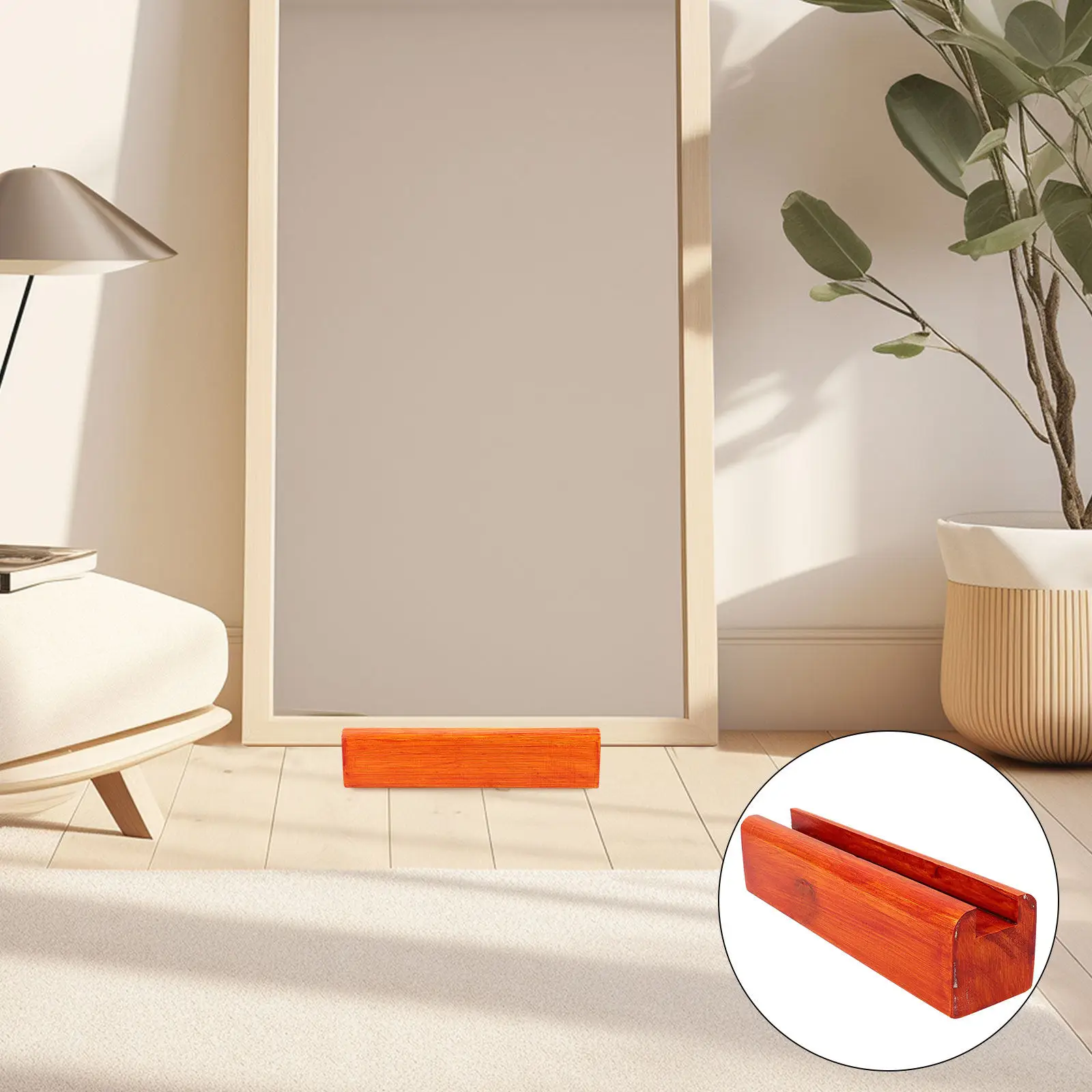 Wooden Full Length Mirror Stand Floor Mirror Holder with Anti-Skid Base Smooth Polished Design for Home Decoration Artwork
