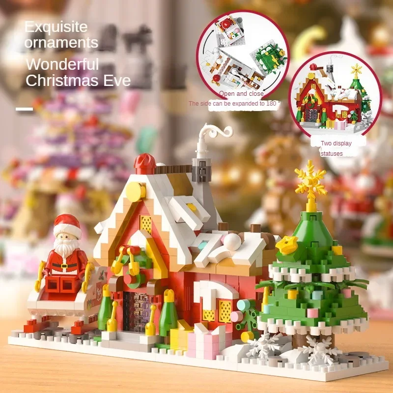 Set De 4 Blocs De Construction Noël – Père Noël En Micro-briques ABS – Bricolage Festif, Décoration Et Cadeau