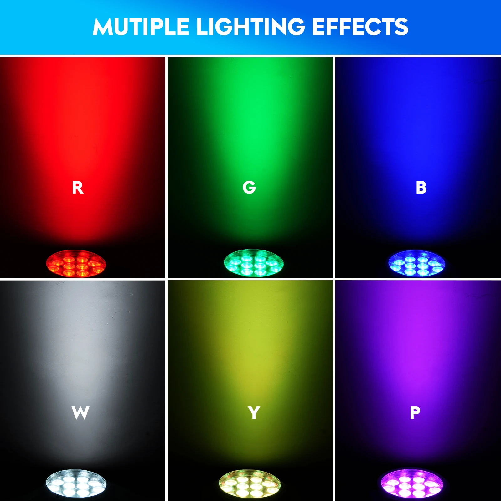 4PCS Waterproof Par Lights 14x10W RGBW LED Par Light Sound Control Stage Lighting Effect Strobe Lights for Party Wedding Theater