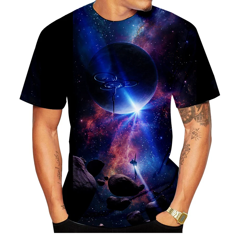 Colorful Galaxy Graphic T-Shirts Planet 3D Print Men Women Short Sleeve T Shirt Hip Hop Oversized Harajuku Tops Tee Kid Clothing