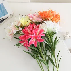 Lifelike Faux Lily Arrangement - High-Quality Artificial Lily Stems with Vivid Details for Bedroom, Tabletop, Event Decor