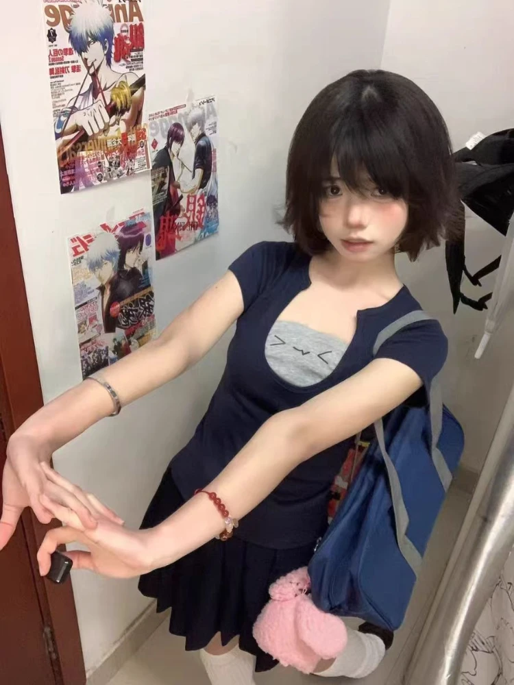 Haftowana koszulka polo na ramię z krótkim rękawem damska letnia konstrukcja gorąca dziewczyna w stylu Vintage styl Preppy krótkie cienkie koszulki stroje