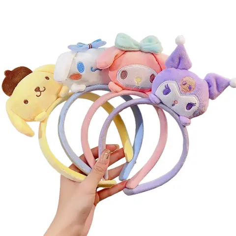 Sanrio Plush Headwear Baby Cinnamoroll Ears Headband Women Kuromi Melody Hairbands Girls Pompompurin Hair Accessories Kids Gifts