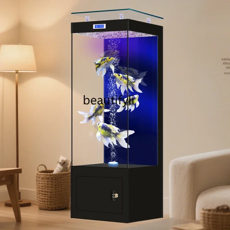 53 New Back Filter Oxygenation Integrated Pipeless Fish Tank Living Room Small Ultra-clear Glass Aquarium