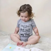 Don't Look At Me. That Smell Is Coming From My Dad Print Baby Rompers Short Sleeve Newborn Clothing Infant Rompers Toddler Cloth 3