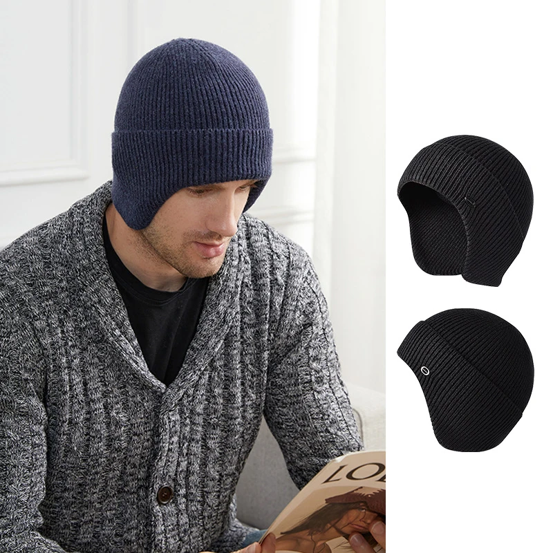

Winter Hats For Men Women Warm Beanies Thick Knitted Hat Earflap Caps Male Outdoor Soft Thermal Cycling Hiking Skullies Beanie