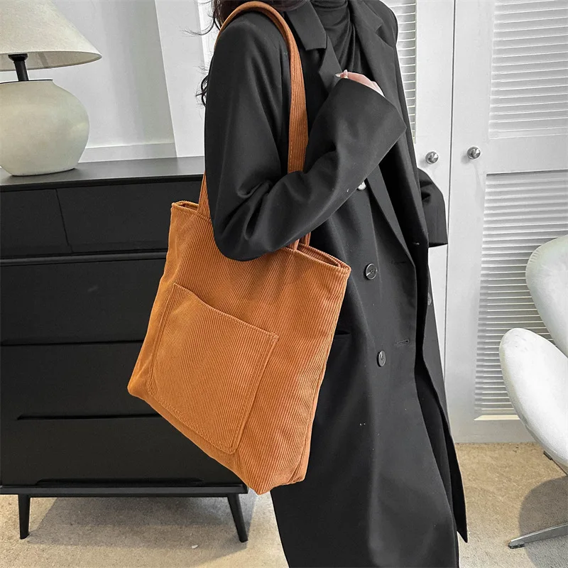 

Новая вельветовая сумка через плечо для женщин, художественная сумка из холста для работы, прогулок, студентов, сумка для занятий репетиторством