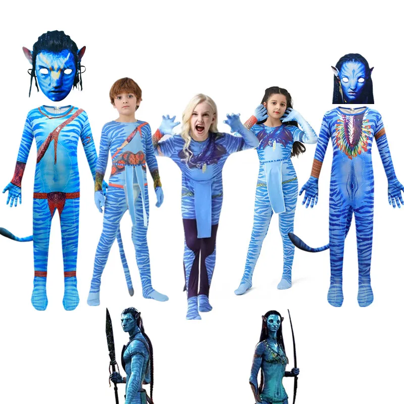 Nuovo ragazzo ragazze Halloween Avatar Costume Cosplay Bambini Il Via dell'Acqua Neytiri Alien Cosplay Hero Tuta Regalo per la festa di Natale