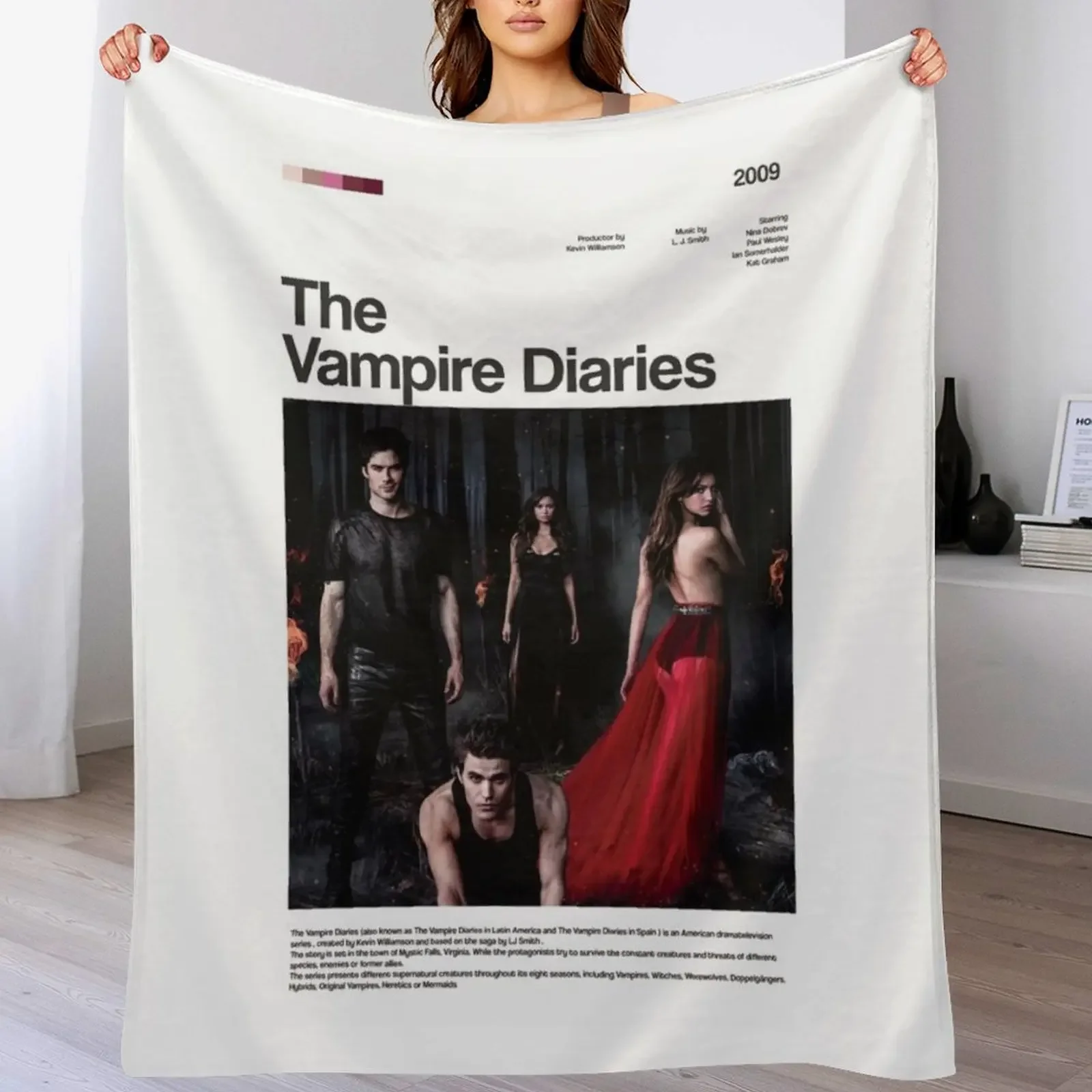 

the vampires diaries series poster Throw Blanket For Decorative Sofa halloween Kid'S Plush Blankets