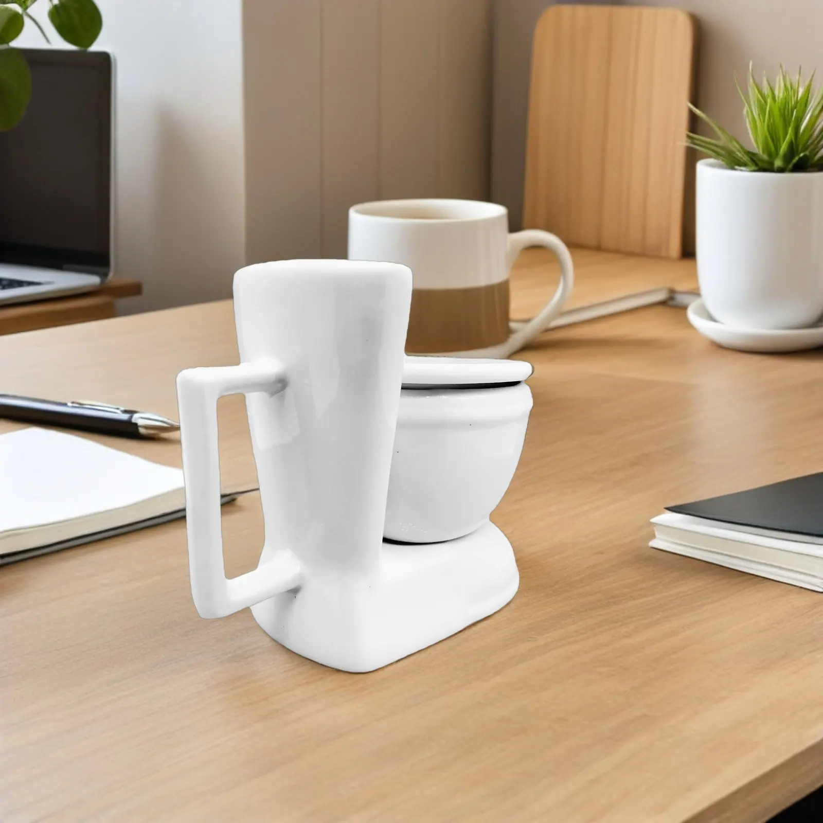Ceramic Toilet Shaped Mug Realistic Bathroom Themed Novelty Drinking Cup for Coffee Tea Beer Milk Soup Office Prank Gag Present