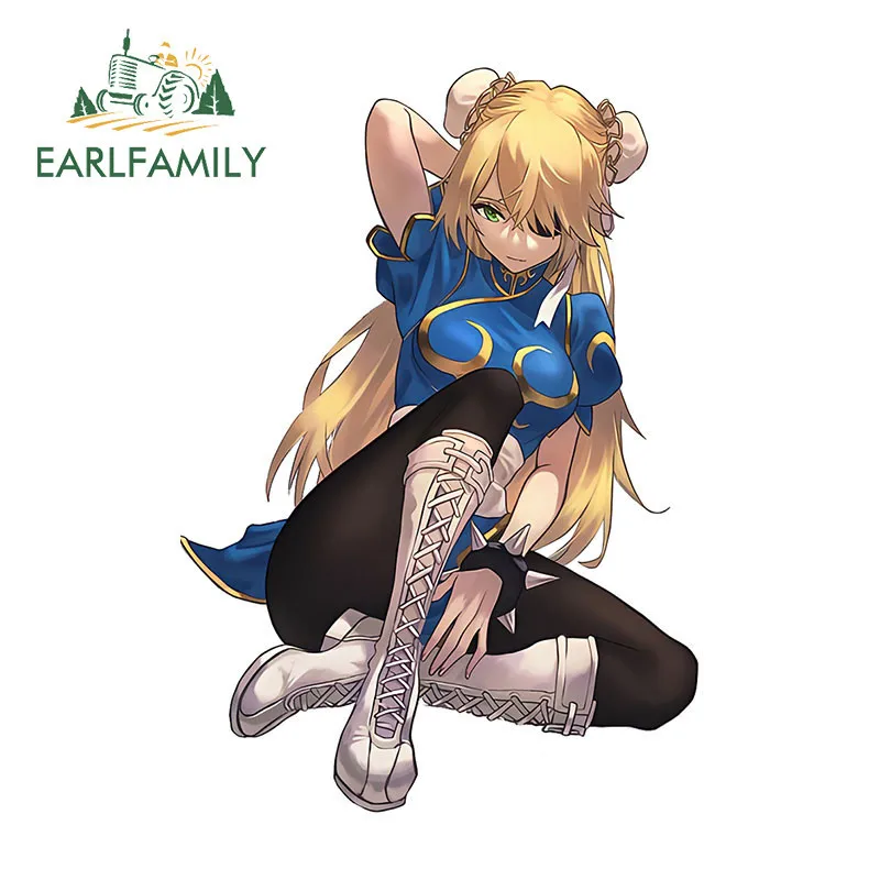 

EARLFAMILY 13cm x 9cm Beautiful Chun Li Car Stickers Interesting RV Caravan Graffiti Anime Decal Funny Bumper Car Accessoires
