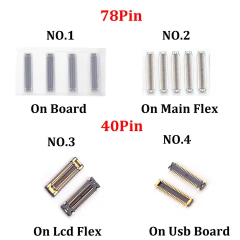 2-10pcs 40 78 Pin USB Charger Charging LCD Display FPC Connector On Motherboard For Samsung Galaxy A32 A52 A82 A72 A725F 4G 5G