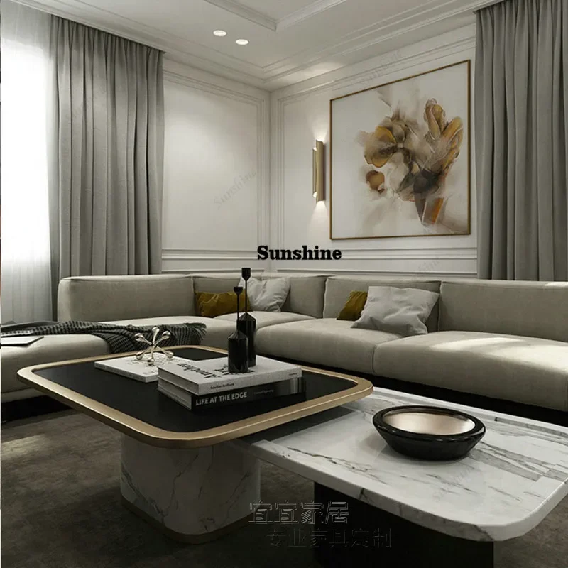 

Marble coffee table combination simple light luxury small apartment creative square coffee table FT