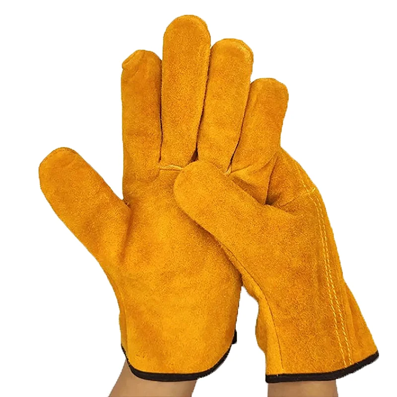 Men Work Gloves Soft Cowhide Driver Hunting Driving Farm Garden Welding Protection Gloves Wear Resistant And Strong Protection