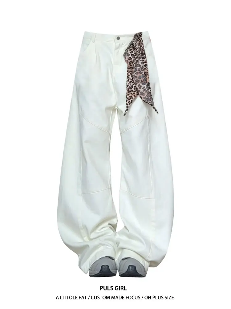 

Loose Casual High Waist Wide Leg American Style Blue Jeans Women's High Waist Washed down Deconstructed Design Jeans