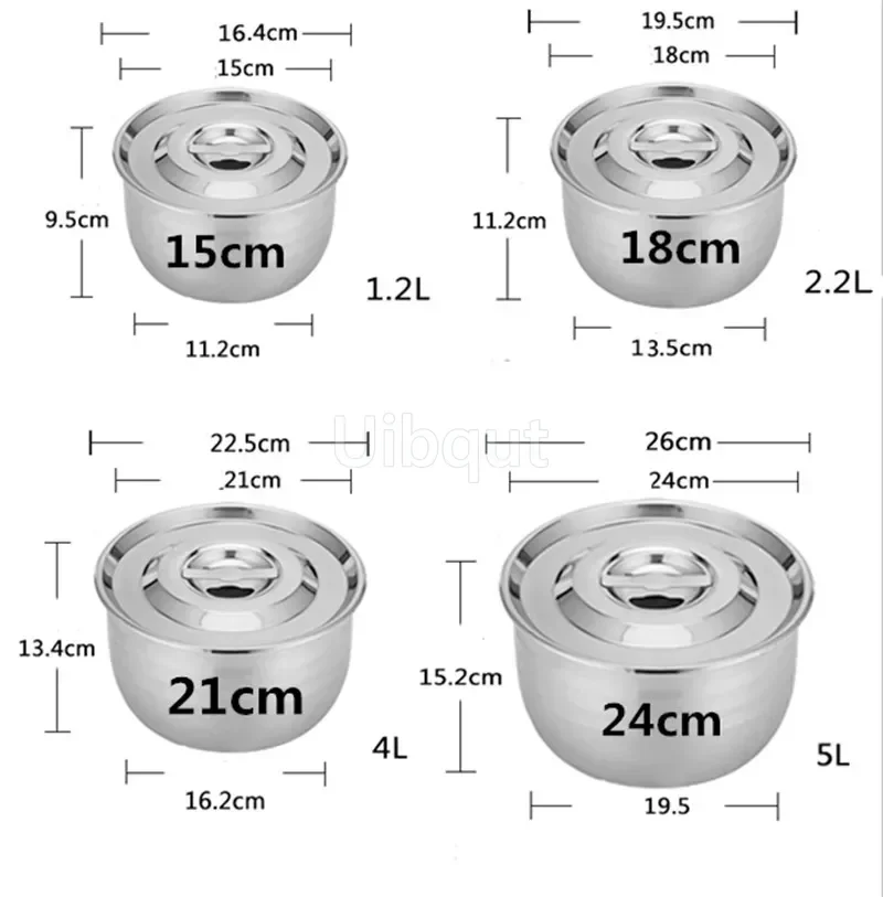 304 stainless steel basin lid soup cooking pot oil seasoning Cylinder Pan Barrel Egg Bowl Stewed Pot Milk Salt Storage Bottle