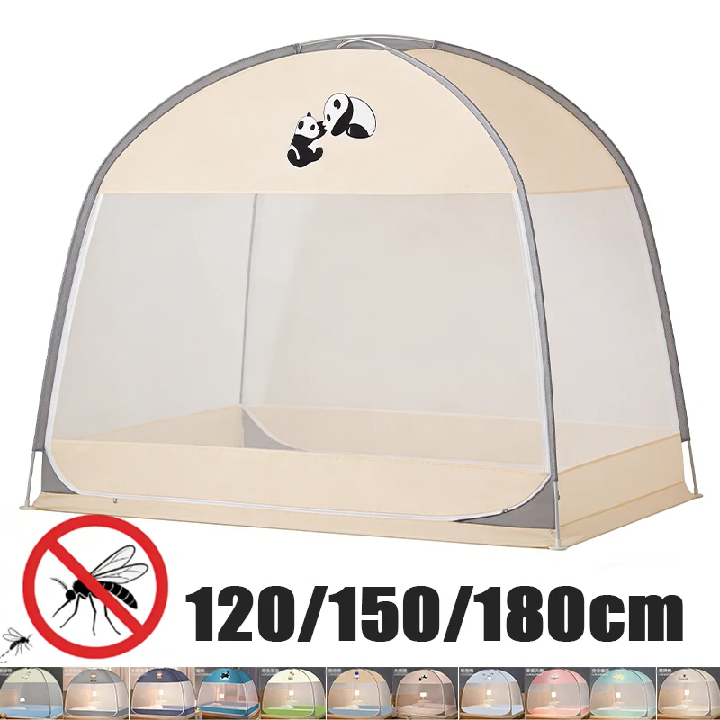 

Instant Setup Mosquito Net Tent Portable Foldable Pop Up Bed Canopy with Full Bottom Zipper Door Dustproof for Home Bedroom Dorm