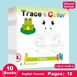 1 Set Of 10 Children's Handwriting Tracking Simple Drawing Coloring Books Drawing Learning And Diy Color Coloring Tosy Gift