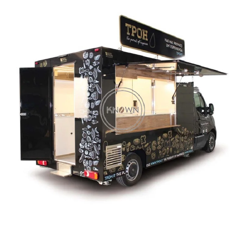 High Quality Bespoke Food Truck Mobile Catering Burger Vans Coffee Bar Bakery Retro Vending Cart Customized