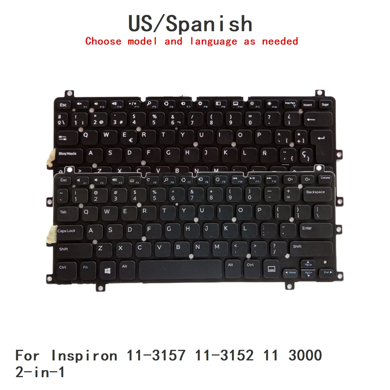 New US Spanish Language  Keyboard For Dell Inspiron 11-3157 11-3152 11 3000 2-in-1 Notebook PC Replacement Keyboard