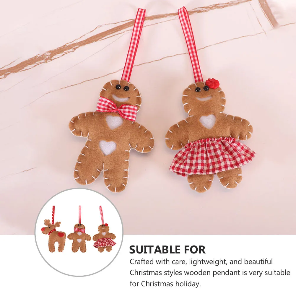 

3Pcs Cartoon Reindeer Gingerbread Hanging Decor Xmas Tree Ornaments Winter Party Decoration Xmas Tree Ornament