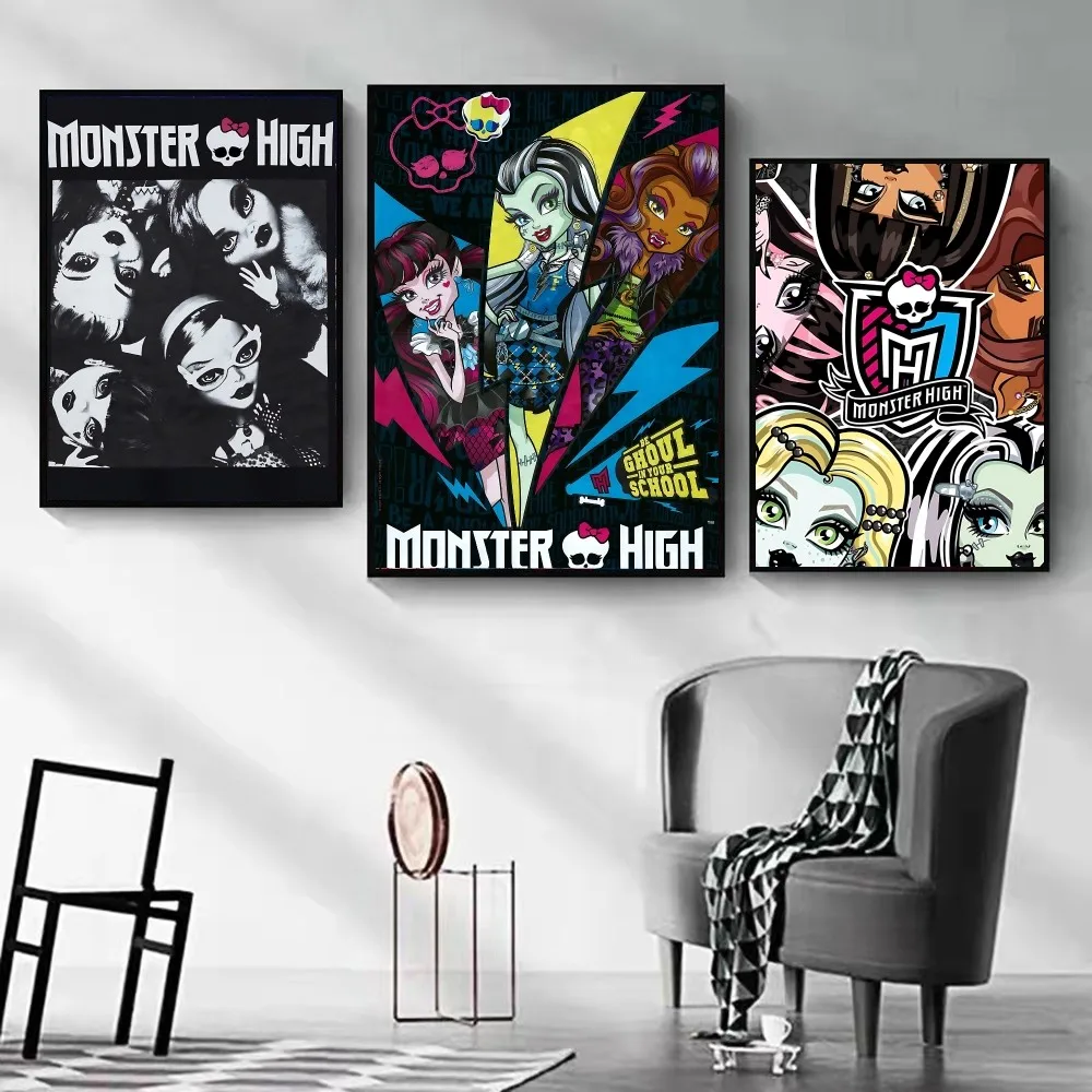 M-Monster High-h Poster DIY Poster Kraft Paper Vintage Poster Wall Art Painting Study Stickers Big Szie Wall Painting