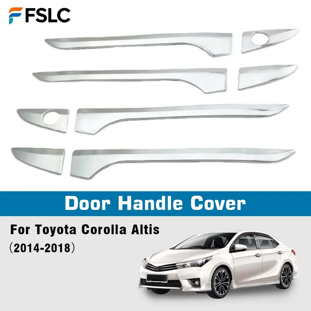 غطاء مقبض الباب لتويوتا كورولا Altis 2014 2015 2016 2017 2018 كروم فضي اكسسوارات السيارات الديكور التصميم الخارجي #1