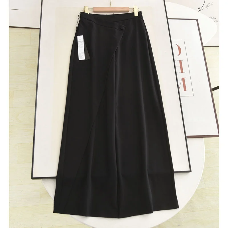 

Ele Bla Длинные широкие брюки для женщин, повседневные универсальные брюки с высокой талией, прямой крой, застежка-молния, осень 2025 Sle