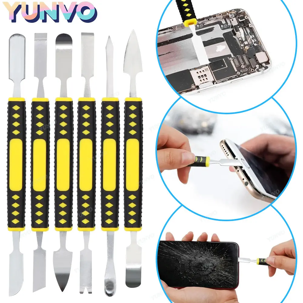 6-in-1 Hardened Claw Nail Double Headed Pry Bar Disassembly Battery Screen Frame Flat Pry Bar Injection Molding Repair Tool