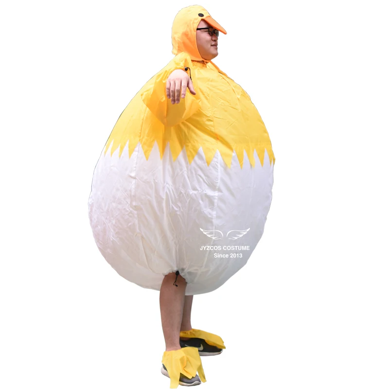 JYZCOS Adult Women Men Inflatable Yellow Chicken Costume Halloween Carnival Holiday Games Cosplay Props Clothing Blow Up Costume