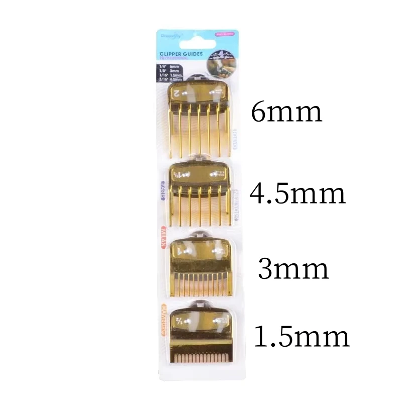 1,5mm 3mm 4,5mm 6mm Abstandskämme für elektrische Haarschneidemaschinen, professionelle Schneidführungskämme für Friseursalons, Schwarz Y0731 – Detail 28