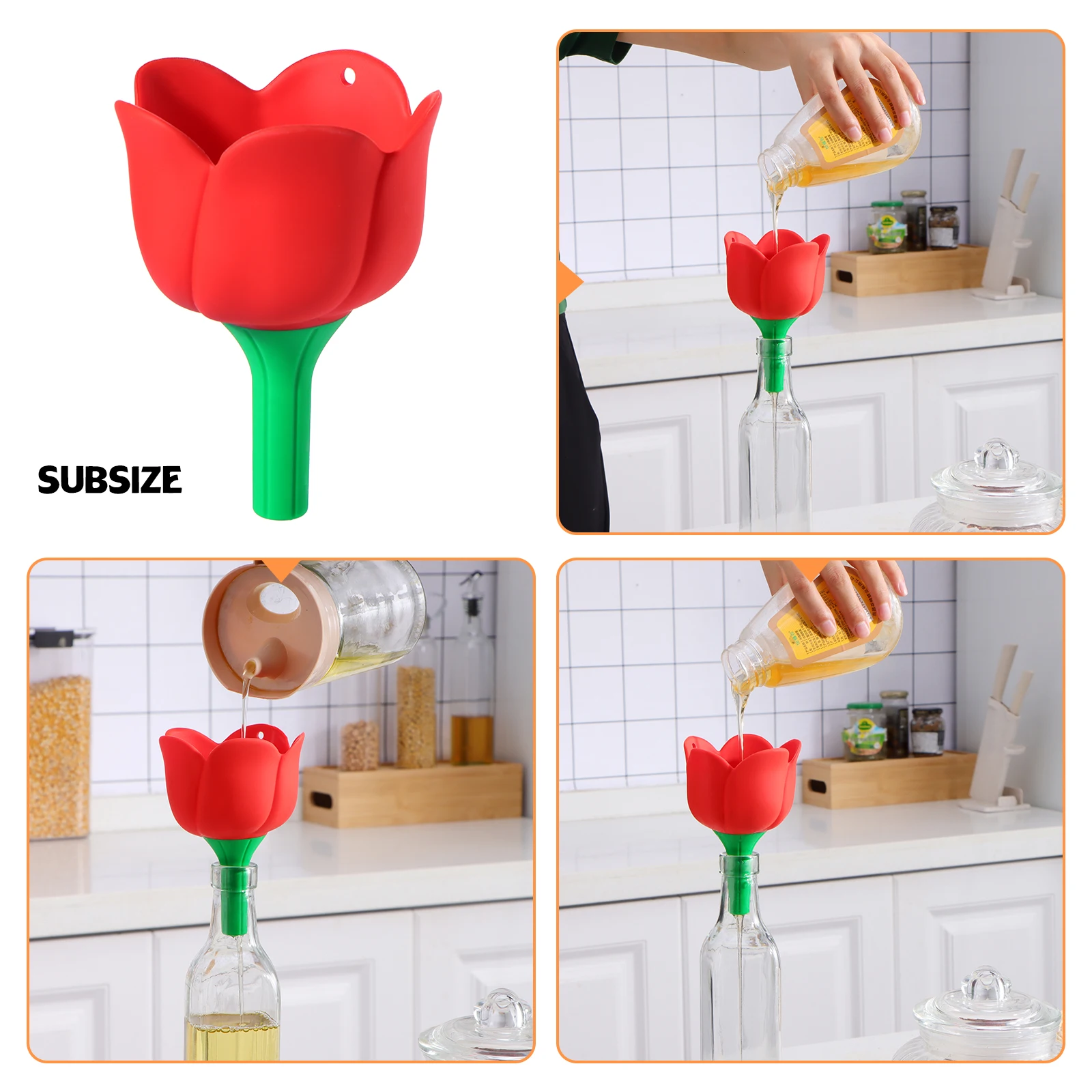 Household Funnel Set Flower Shape High Temperature Resistant Oil Funnel Multifunctional Convenient Kitchen Tool Home Wide Mouth