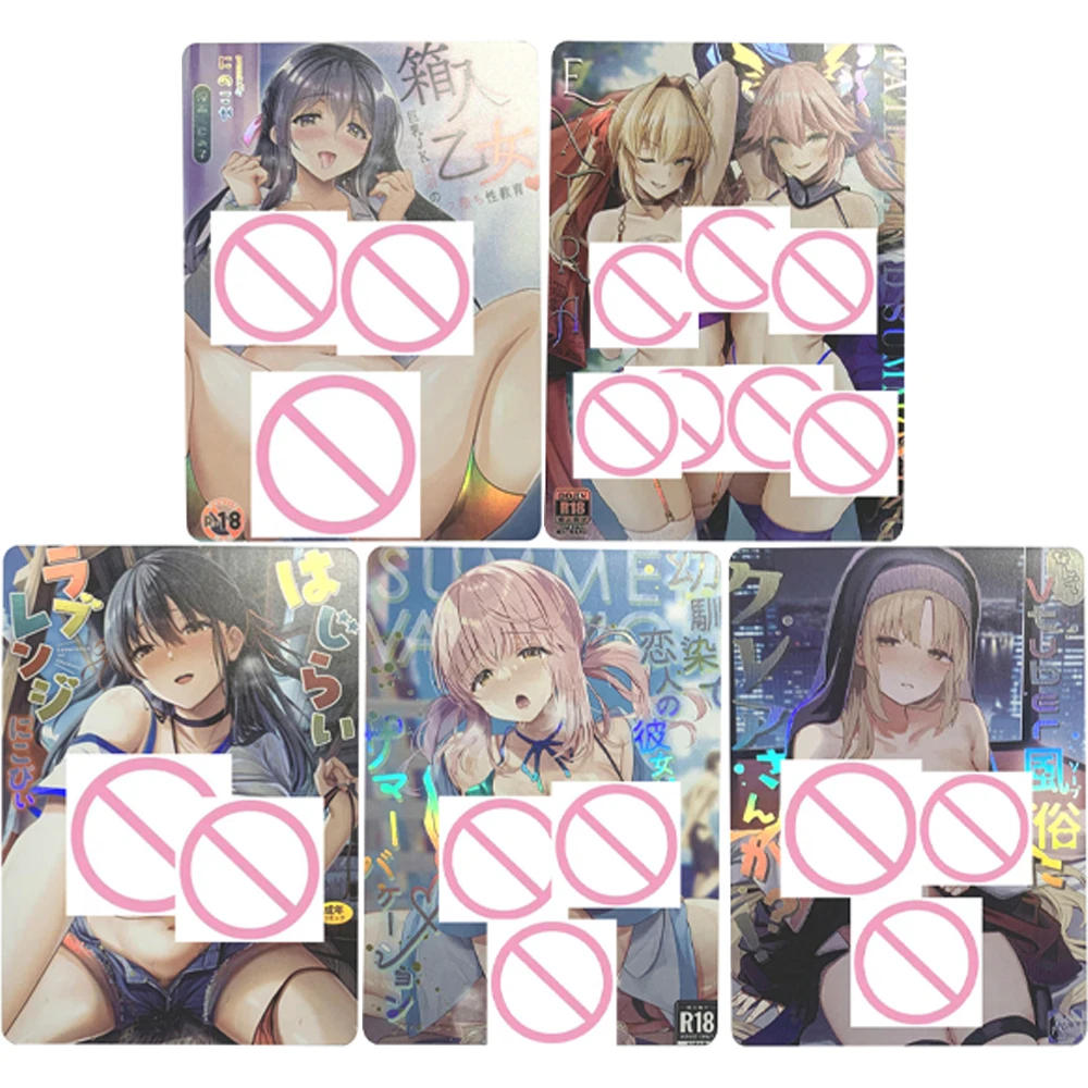 

Anime Waifu Sexy Nude Collection Cards Japanese Manga Naked Girl Cards Big Breasted Girl Refractive Color Flash Otaku Gifts