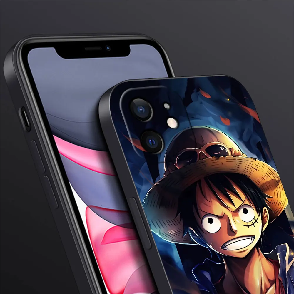 Case For Apple iPhone 14 Pro Max 13 11 12 Mini X XR 7 8 Plus 6 6S SE 5S 5 7+ 8+ Black Soft Phone Cover Luffy One-Pieces Anime