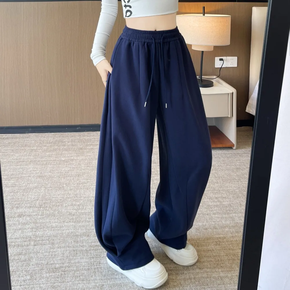 

Women's Sports Sweatpants New Style for Autumn and Winter High-waisted, Loose Lazy Wide-leg Pants Slimming Casual Trousers