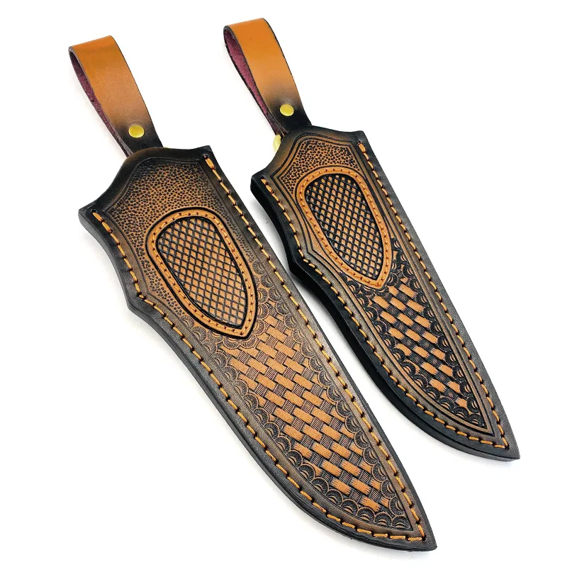 

Оболочка для ножа из натуральной воловьей кожи с фиксированным лезвием — универсальный кожаный чехол из цельнозерновой кожи для охотничьего ножа с тиснением